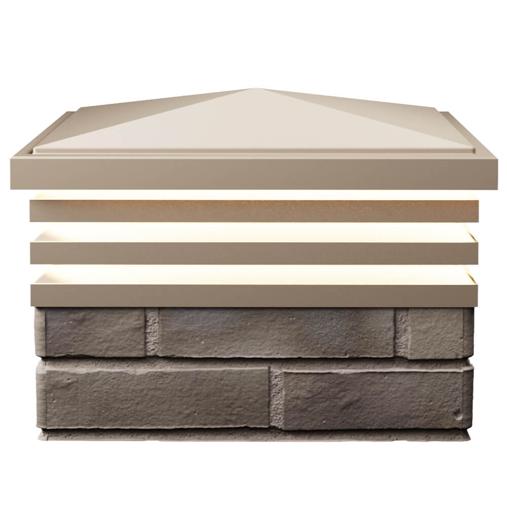 Колпак Zking Бона ХайТек Бежевый на столб 1.5х1.5 кирпича (385х385мм) с подсветкой в Нижнем Новгороде фото