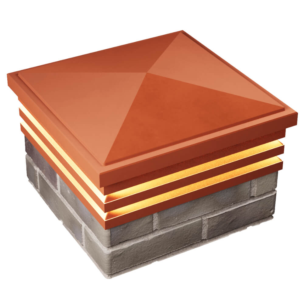 Колпак Zking Бона ХайТек Красный на столб 1.5х1.5 кирпича (385х385мм) с подсветкой в Нижнем Новгороде фото