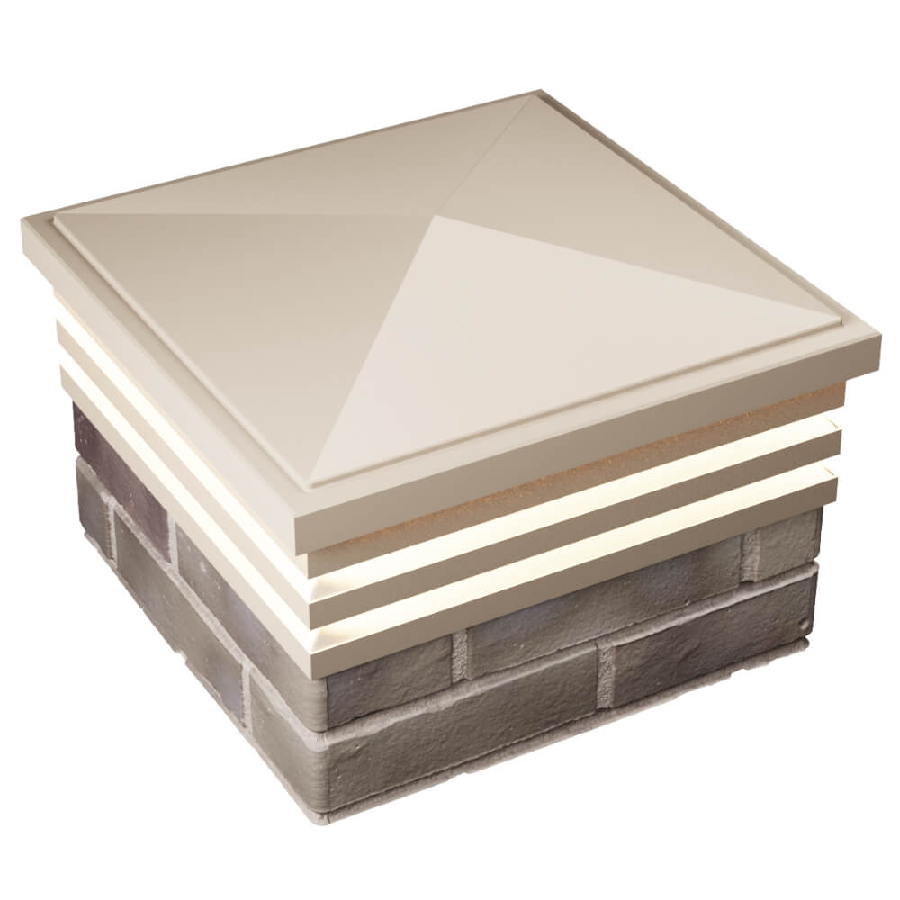 Колпак Zking Бона ХайТек Бежевый на столб 1.5х1.5 кирпича (385х385мм) с подсветкой в Нижнем Новгороде фото