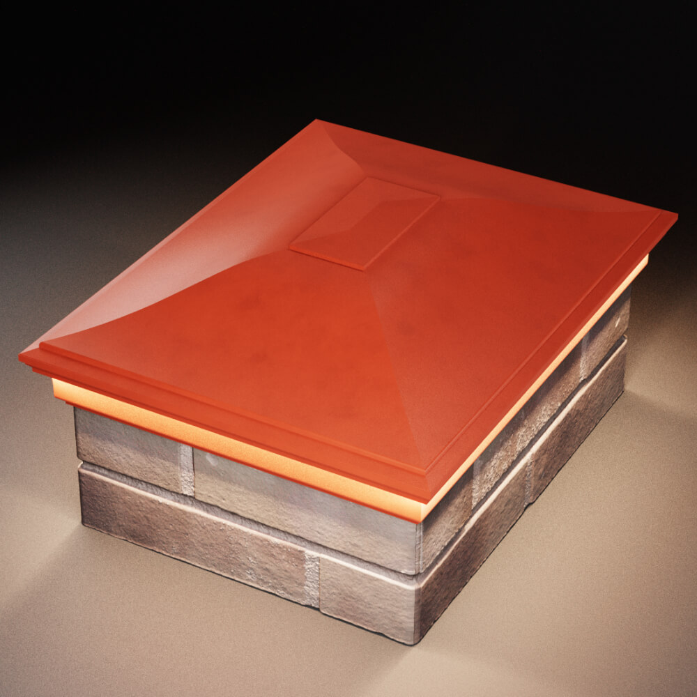 Колпак Zking Монблан Красный на столб 2х1.5 кирпича (515х385мм) c подсветкой в Нижнем Новгороде фото