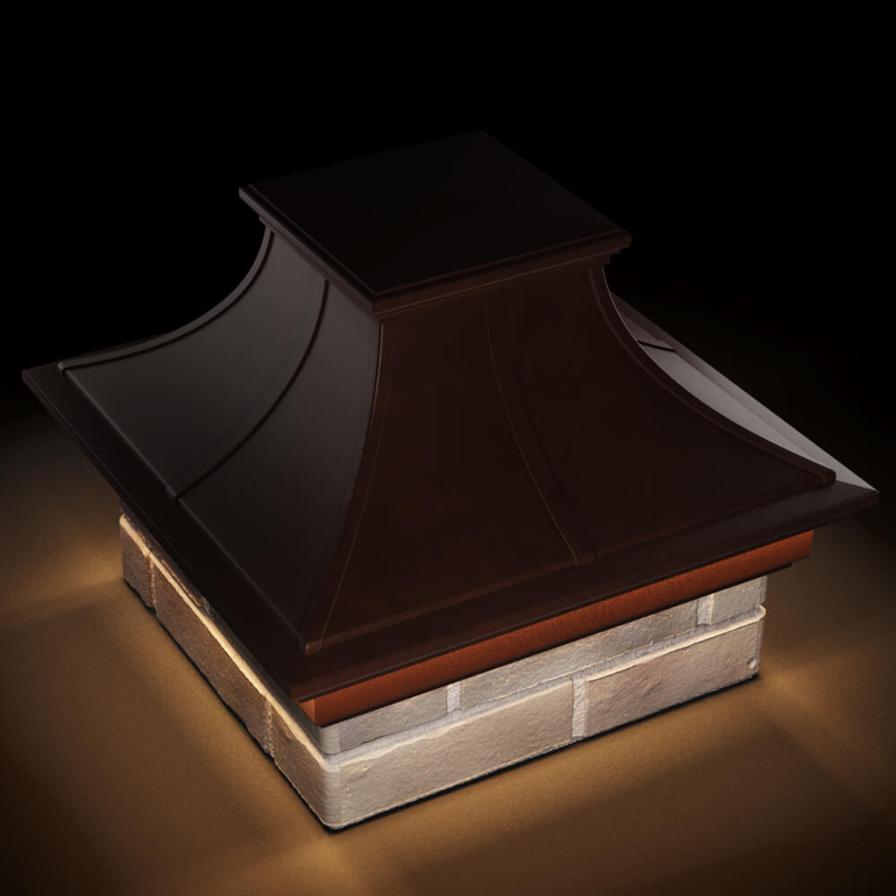 Колпак Zking Монблан Премиум Коричневый на столб 1.5х1.5 кирпича (385х385мм) с подсветкой в Нижнем Новгороде фото