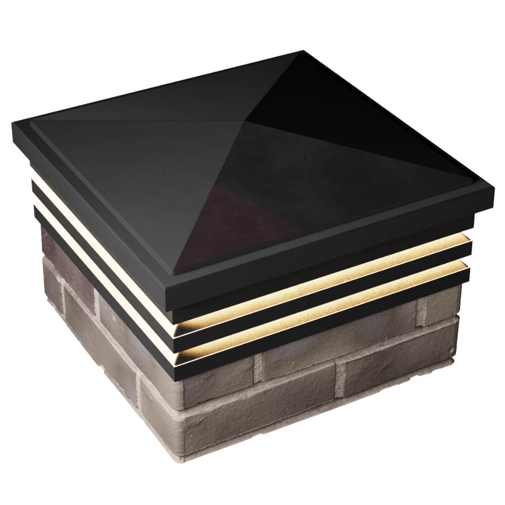 Колпак Zking Бона ХайТек Черный на столб 1.5х1.5 кирпича (385х385мм) с подсветкой в Нижнем Новгороде фото