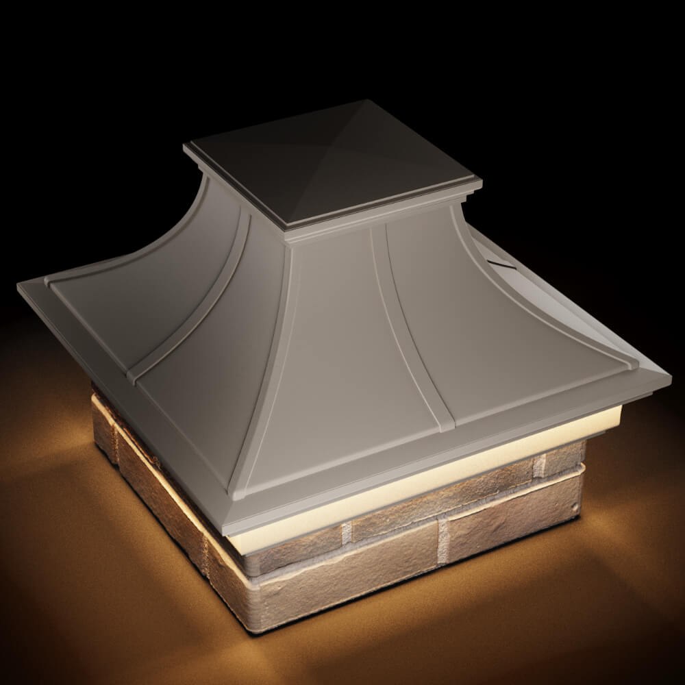 Колпак Zking Монблан Премиум Бежевый на столб 1.5х1.5 кирпича (385х385мм) с подсветкой в Нижнем Новгороде фото