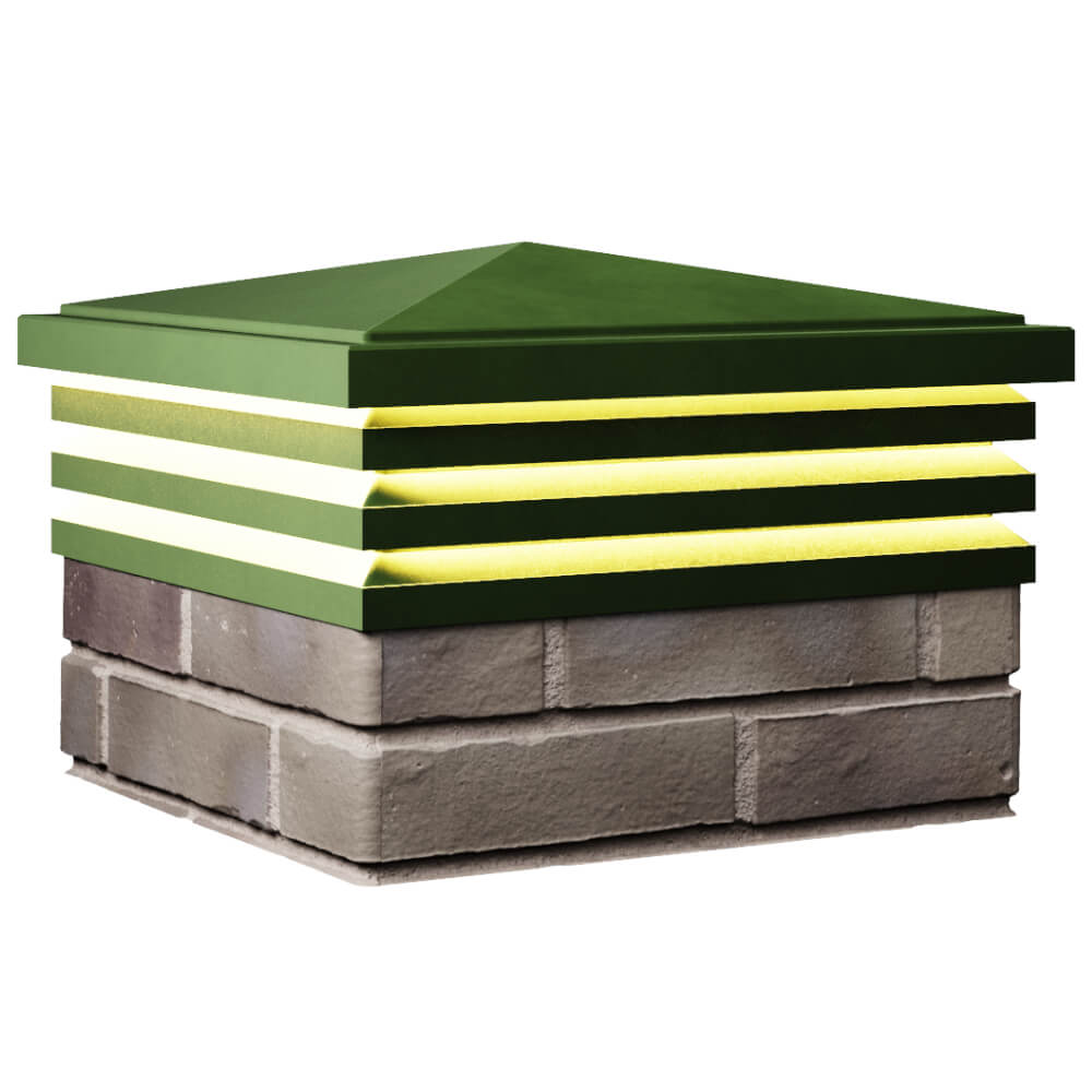 Колпак Zking Бона ХайТек Зеленый на столб 1.5х1.5 кирпича (385х385мм) с подсветкой в Нижнем Новгороде фото