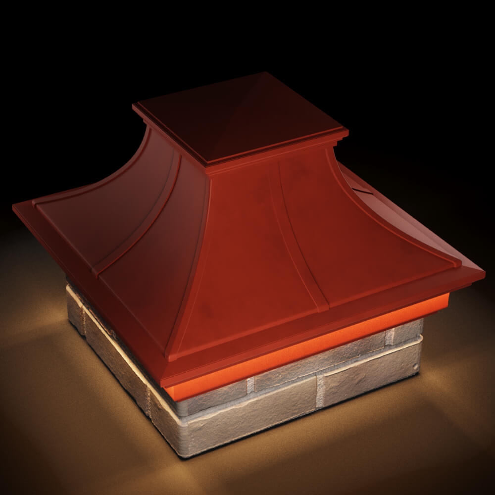 Колпак Zking Монблан Премиум Красный на столб 1.5х1.5 кирпича (385х385мм) с подсветкой в Нижнем Новгороде фото