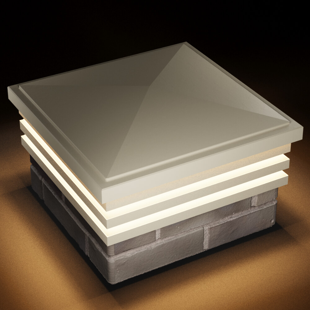 Колпак Zking Бона ХайТек Бежевый на столб 1.5х1.5 кирпича (385х385мм) с подсветкой в Нижнем Новгороде фото