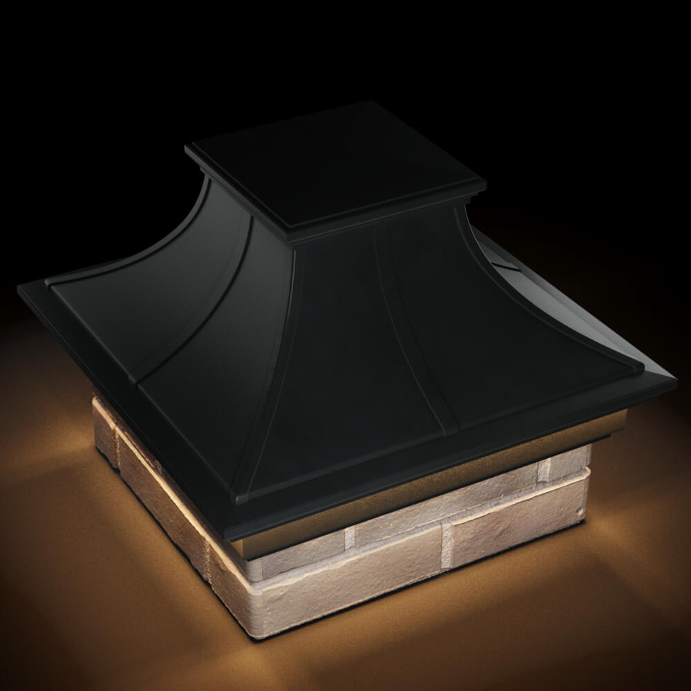 Колпак Zking Монблан Премиум Черный на столб 1.5х1.5 кирпича (385х385мм) с подсветкой в Нижнем Новгороде фото