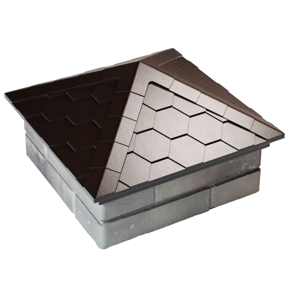 Колпак Zking Эверест Коричневый на столб 1.5х1.5 кирпича (390х390мм) в Нижнем Новгороде фото