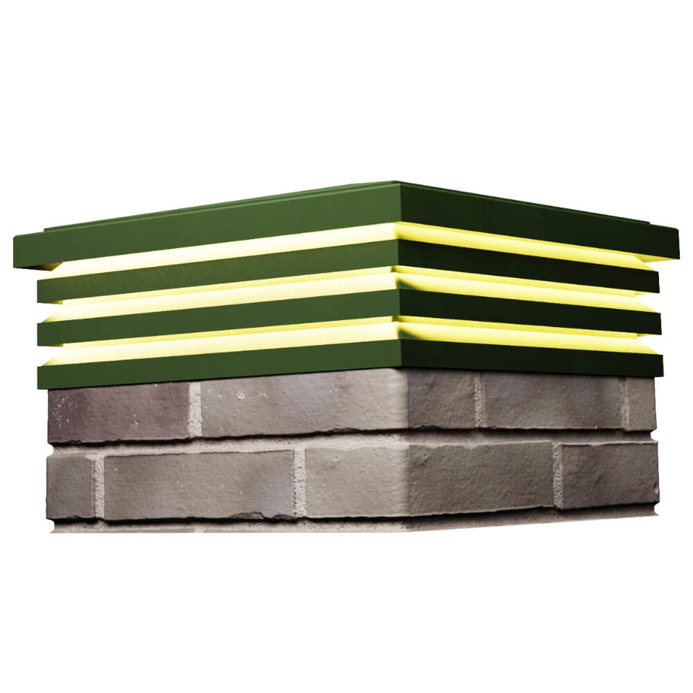 Колпак Zking Бона ХайТек Зеленый на столб 1.5х1.5 кирпича (385х385мм) с подсветкой в Нижнем Новгороде фото