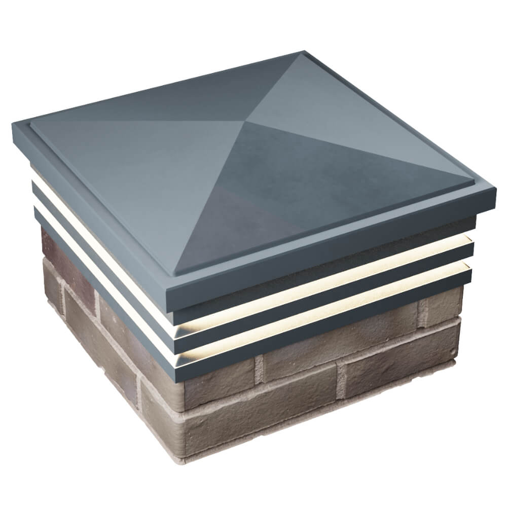 Колпак Zking Бона ХайТек Серый на столб 1.5х1.5 кирпича (385х385мм) с подсветкой в Нижнем Новгороде фото