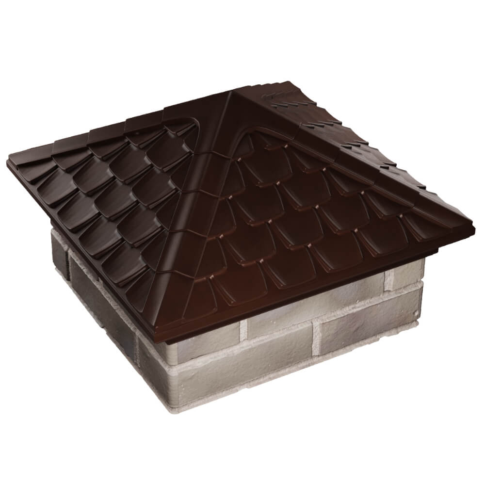 Колпак Zking Эльбрус Коричневый на столб 1.5х1.5 кирпича (385х385мм) в Нижнем Новгороде фото