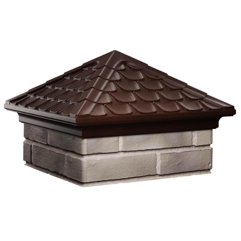 Колпак Zking Эльбрус Коричневый на столб 1.5х1.5 кирпича (385х385мм) в Нижнем Новгороде фото