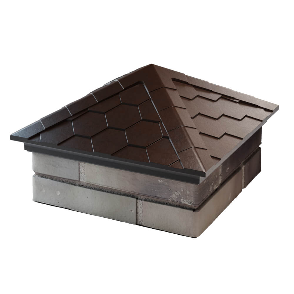 Колпак Zking Эверест Коричневый на столб 1.5х1.5 кирпича (390х390мм) в Нижнем Новгороде фото