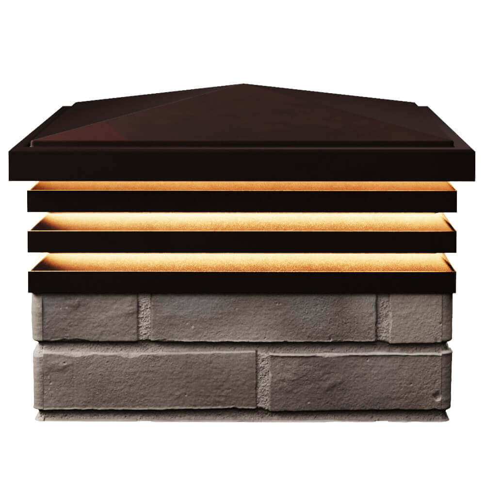 Колпак Zking Бона ХайТек Коричневый на столб 1.5х1.5 кирпича (385х385мм) с подсветкой в Нижнем Новгороде фото